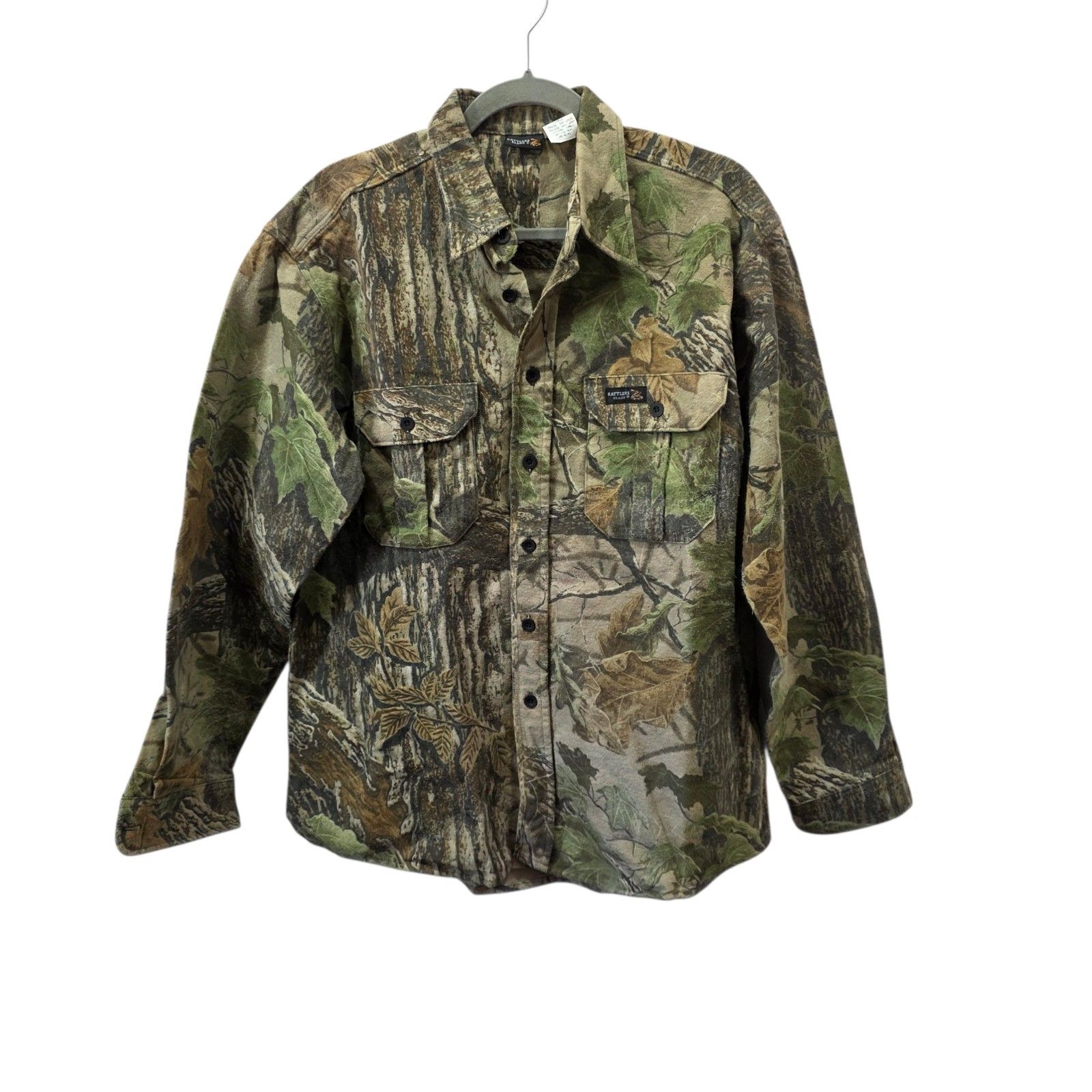 Vintage Rattlers Brand Realtree Camo Hunting Shirt Usa Made Large Cotton
